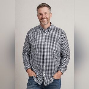 Duluth Trading Co Men’s Gingham Button Down 2XL Rugged Casual